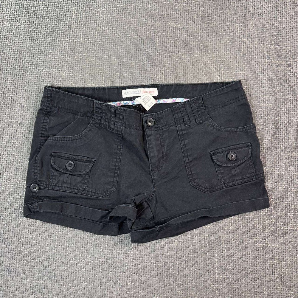 Garage Flirty Short Women 9 Black Cargo Utility Y2K Low Rise Cuffed